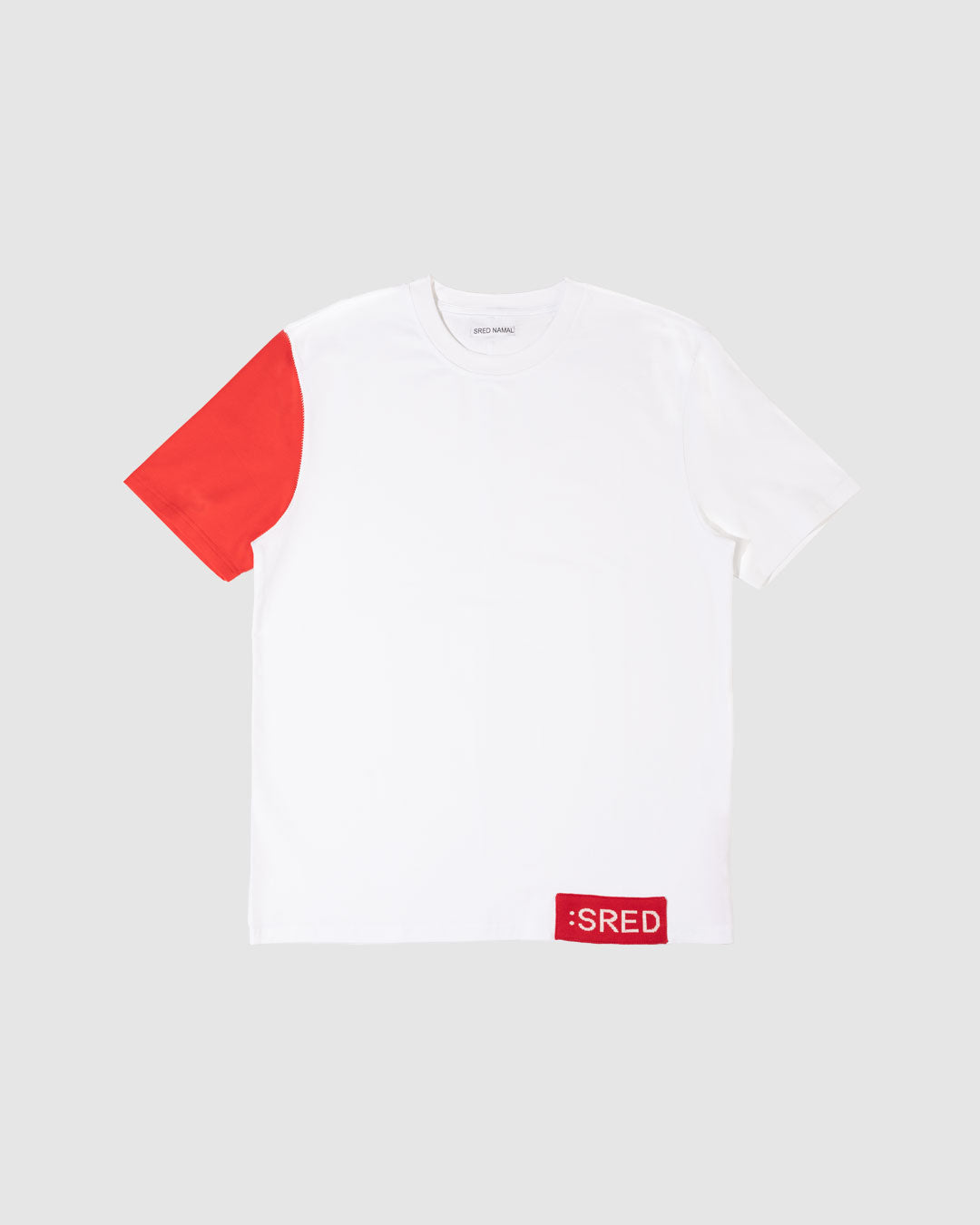 White t outlet shirt red trim