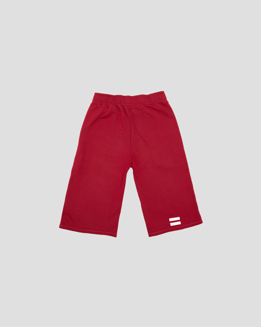 Signature Patches Red Cotton Shorts