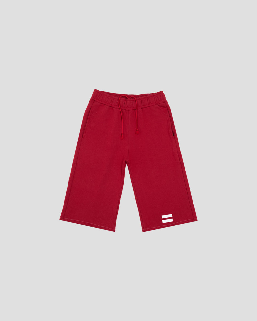 Signature Patches Red Cotton Shorts