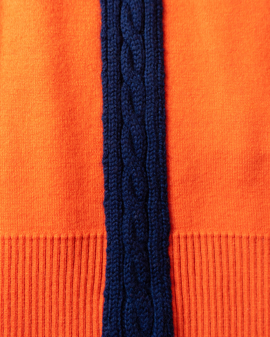 Roll Neck Orange-Navy Pocket Knit